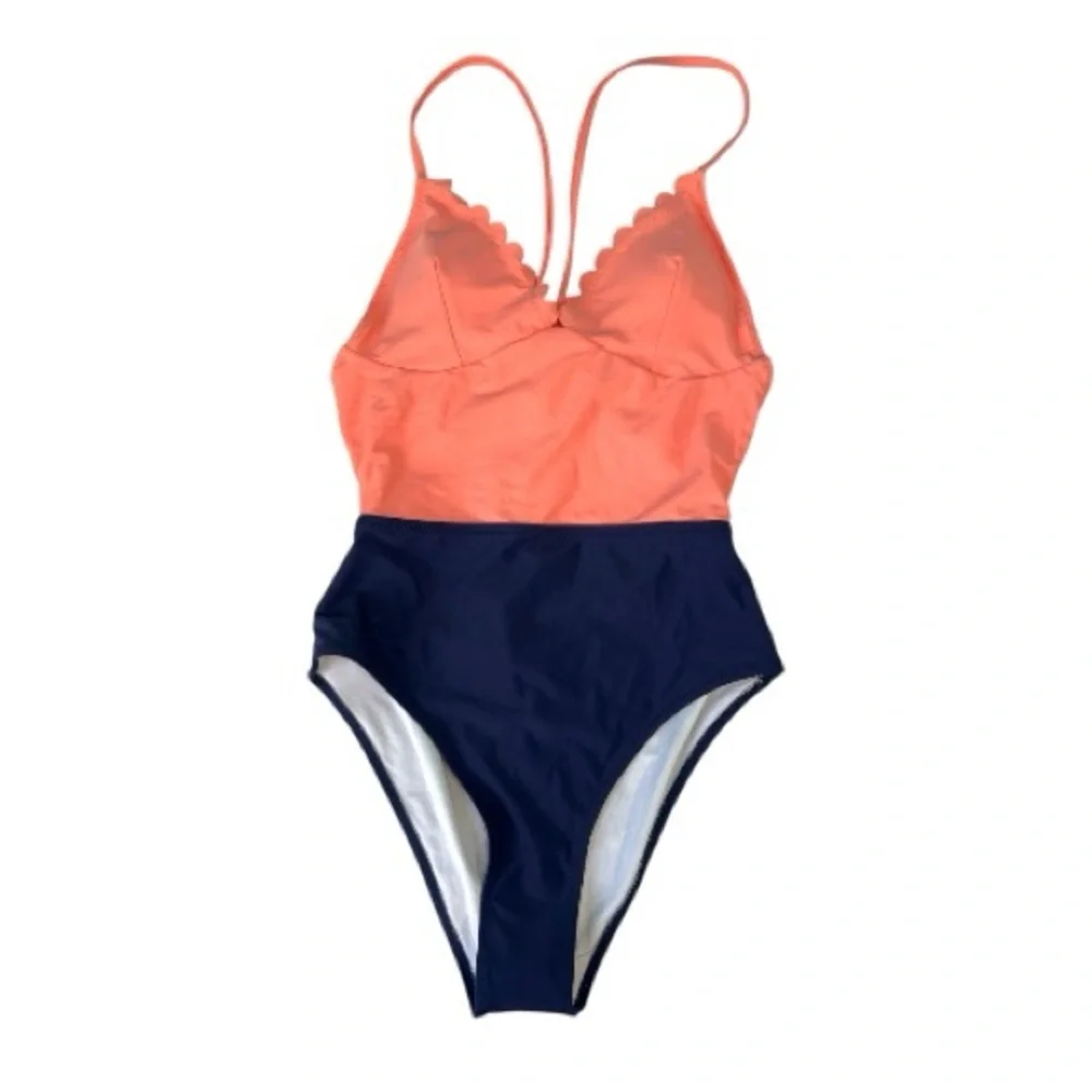Cupshe Lucky Star Coral and Navy Blue One Piece Swimsuit Size Small - Picture 4 of 10